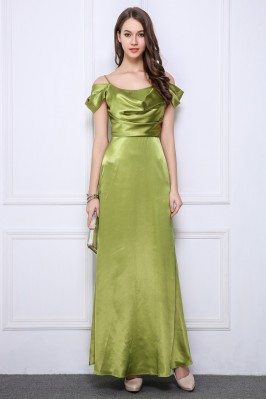Ruched Satin Formal Long Dress With Straps