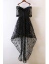 Unique Black High Low Prom Dress Lace With Off Shoulder For Teens - MYX18089