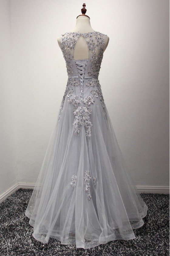 gray formal dress for wedding