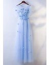 Cute Blue Flowy Long Cheap Prom Dress With Butterflies - MYX18091