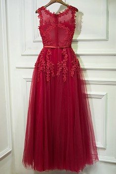 Lovely Applique Lace Long Prom Dress Cheap Sleeveless - MYX18096