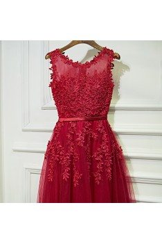 Lovely Applique Lace Long Prom Dress Cheap Sleeveless - MYX18096