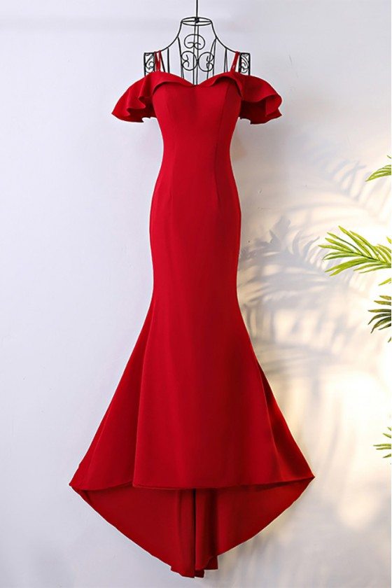 Classy Long Red Mermaid Formal Dress With Train - MYX18099