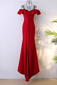 Classy Long Red Mermaid Formal Dress With Train - MYX18099
