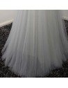 Long Tulle Grey Formal Dress With Different Floral Beading Bodice - AKE18119