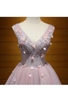Cute Grey-pink Short Homecoming Dress With Different Beading Floral - AKE18117