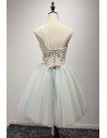 Short Tulle Floral Beaded Homecoming Dress With One Shoulder Strap - AKE18114