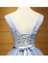 Blue-grey Embroideried Beaded Homecoming Dress Short Country - AKE18113