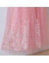 Lovely Pink Applique Lace Long Prom Dress Different - MYX18119