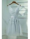 Silver V-neck Short Lace Reception Party Dress V-neck - MYX18122