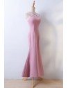 Simple Pink Tight Fitted Long Mermaid Prom Party Dress - MYX18124