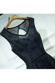 Formal Long Black Lace Cheap Prom Dress Sleeveless - MYX18128