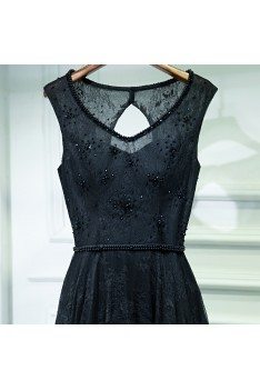 Formal Long Black Lace Cheap Prom Dress Sleeveless - MYX18128