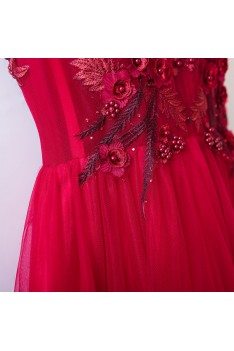 Sleeveless V-neck Long Burgundy Party Dress For Formal - MYX18135
