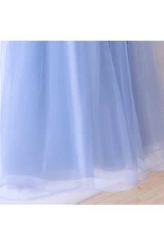 Different Blue Cap Sleeve Long Party Dress For Formal - MYX18136