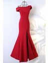 Unique Asymmetrical Sleeve Long Burgundy Formal Dress Mermaid - MYX18140