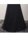 Classy Black Long Formal Prom Dress In Tulle V Neck Beading 2018 - AKE18103