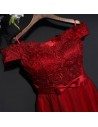 Gorgeous Red Lace High Waist Formal Dress Off Shoulder - MYX18148