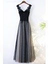 Formal Long Black V-neck Cheap Prom Dress Sleeveless - MYX18149