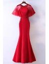 Slim Satin Long Mermaid Formal Dress With Butterfly Sleeves - MYX18153