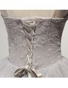 Simple Strapless Short Grey Homecoming Dress With Lace Bodice Hem - AKE18101