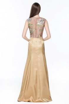Sleeveless Embroidery Long Evening Gown - CK531