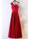 Classy Satin Burgundy Long Formal Dress With Asymmetrical Shoulder - MYX18154