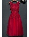 Short Lace Burgundy Lace Party Dress For Weddings - MYX18156