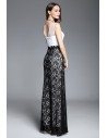 Black And White Lace V-neck Long Party Dress - CK613