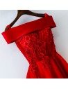 Short Off Shoulder Red Lace Bridal Party Dress - MYX18171