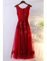 Pretty Red Lace Short Bridal Reception Party Dress Sleeveless - MYX18174
