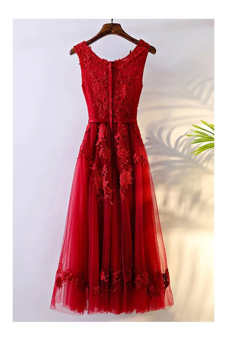 Pretty Red Lace Short Bridal Reception Party Dress Sleeveless - $93.06 ...