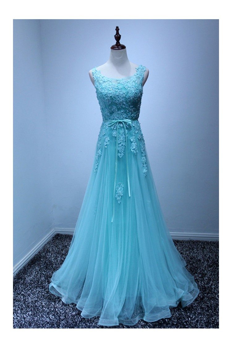 Gorgeous Blue Lace Prom Dress Beaded 2018 Long For Women - $169 # ...