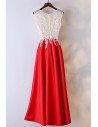 White And Red Lace Long Formal Dress For Women - MYX18176