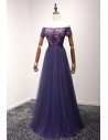 Beautiful Long Purple Prom Dress With Beading Top Off Shoulder Style - AKE18087