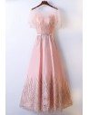 Elegant Long Pink A Line Prom Dress Sequins With Illusion Neckline - MYX18194