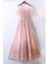 Elegant Long Pink A Line Prom Dress Sequins With Illusion Neckline - MYX18194