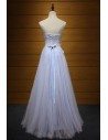Cute Pinkish Blue Prom Dress Long With Applique Lace For Girls - AKE18085