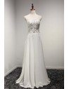 Elegant White Chiffon Prom Formal Dress With Sequied Lace 2018 - AKE18082