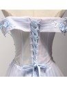 Vintage Short Bluish-pink Prom Dress Off The Shoulder For Homecoming - AKE18081