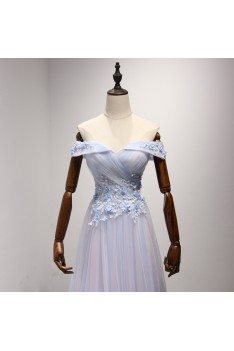 Vintage Short Bluish-pink Prom Dress Off The Shoulder For Homecoming - AKE18081