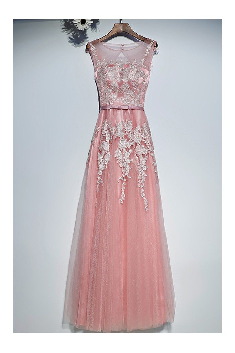 Gorgeous Long Pink White Lace Prom Dress Cheap Sleeveless - $108.9 # ...