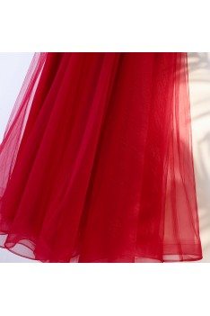 Burgundy Long A Line Formal Party Dress Sleeveless With Lace - MYX18204