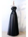 Strapless Sheath Long Black Prom Formal Dress With Corset Back - MYX18220