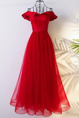Lovely Red Off The Shoulder Bridal Party Formal Dress Long - MYX18223
