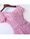 Beautiful Long Pink Prom Dress A Line With Off Shoulder Sleeves - MYX18226