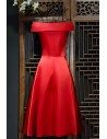 Simple Chic Off Shoulder Satin Short Party Dress For Weddings - MYX18237