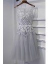 Short Grey Lace Homecoming Party Dress For Teens - MYX18251