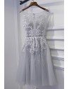 Short Grey Lace Homecoming Party Dress For Teens - MYX18251