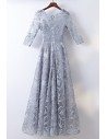 Modest Grey 3/4 Sleeve Lace Cheap Formal Dress - MYX18266